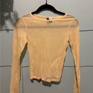 Yellow Sheer Long Sleeve Top